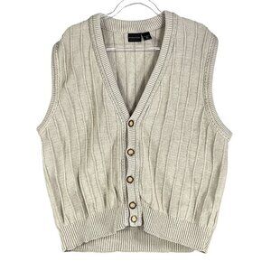 Vtg Structure Y2K Mens XL Ribbed Button Down Knit Vest Timeless Classic USA Made
